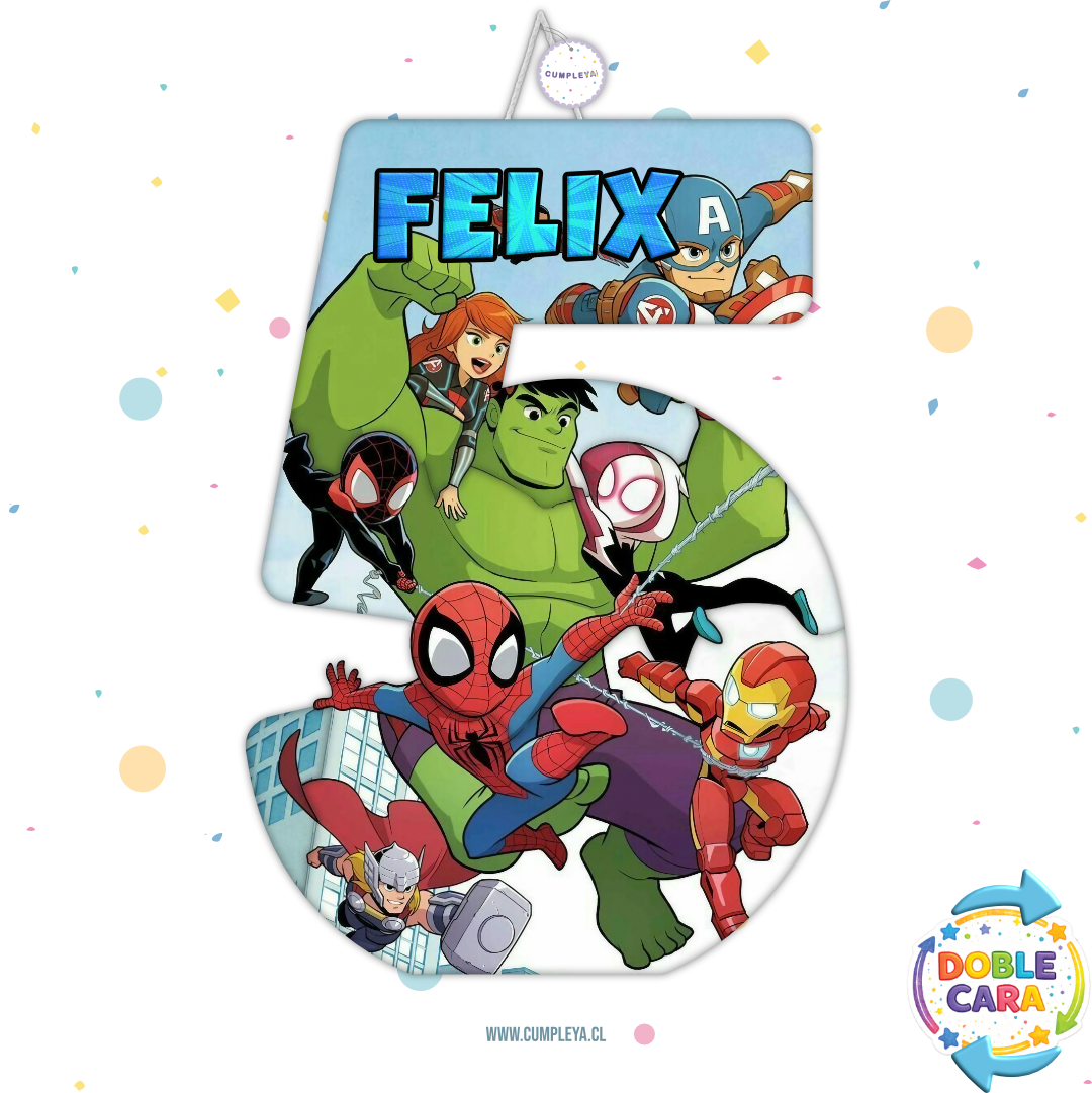 PIÑATA 60 CM XL NUMERO 5 LOS VENGADORES