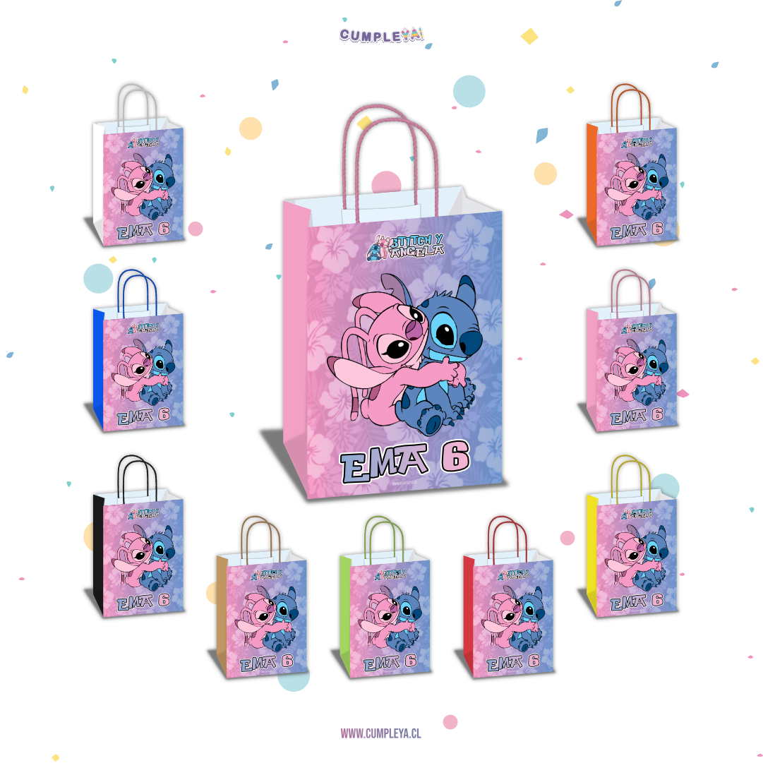 BOLSA SORPRESA STITCH Y ANGELA PERSONALIZADO 16X21X8CM
