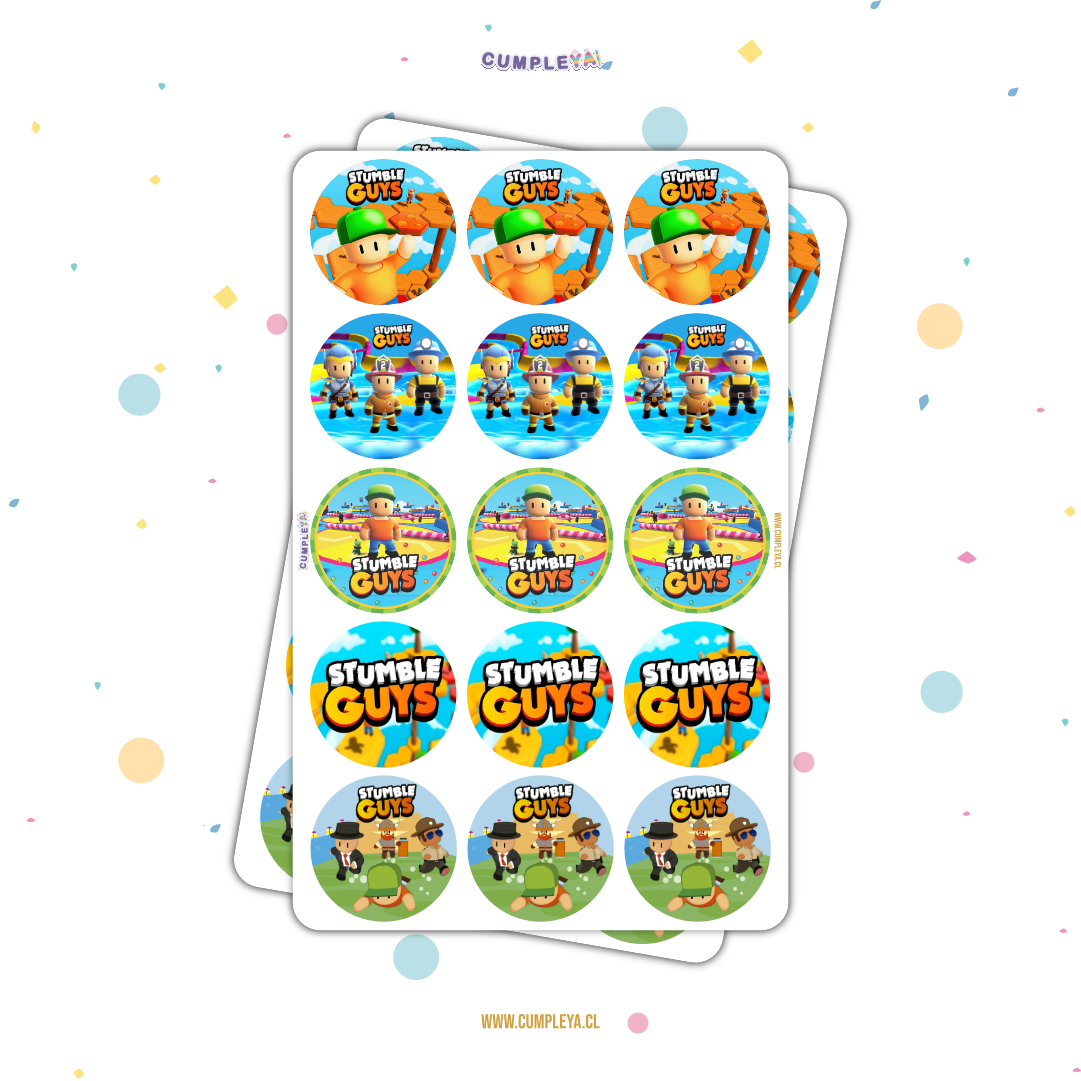 STICKER STUMBLE GUYS CIRCULARES 5X5CM 30U TEMÁTICO