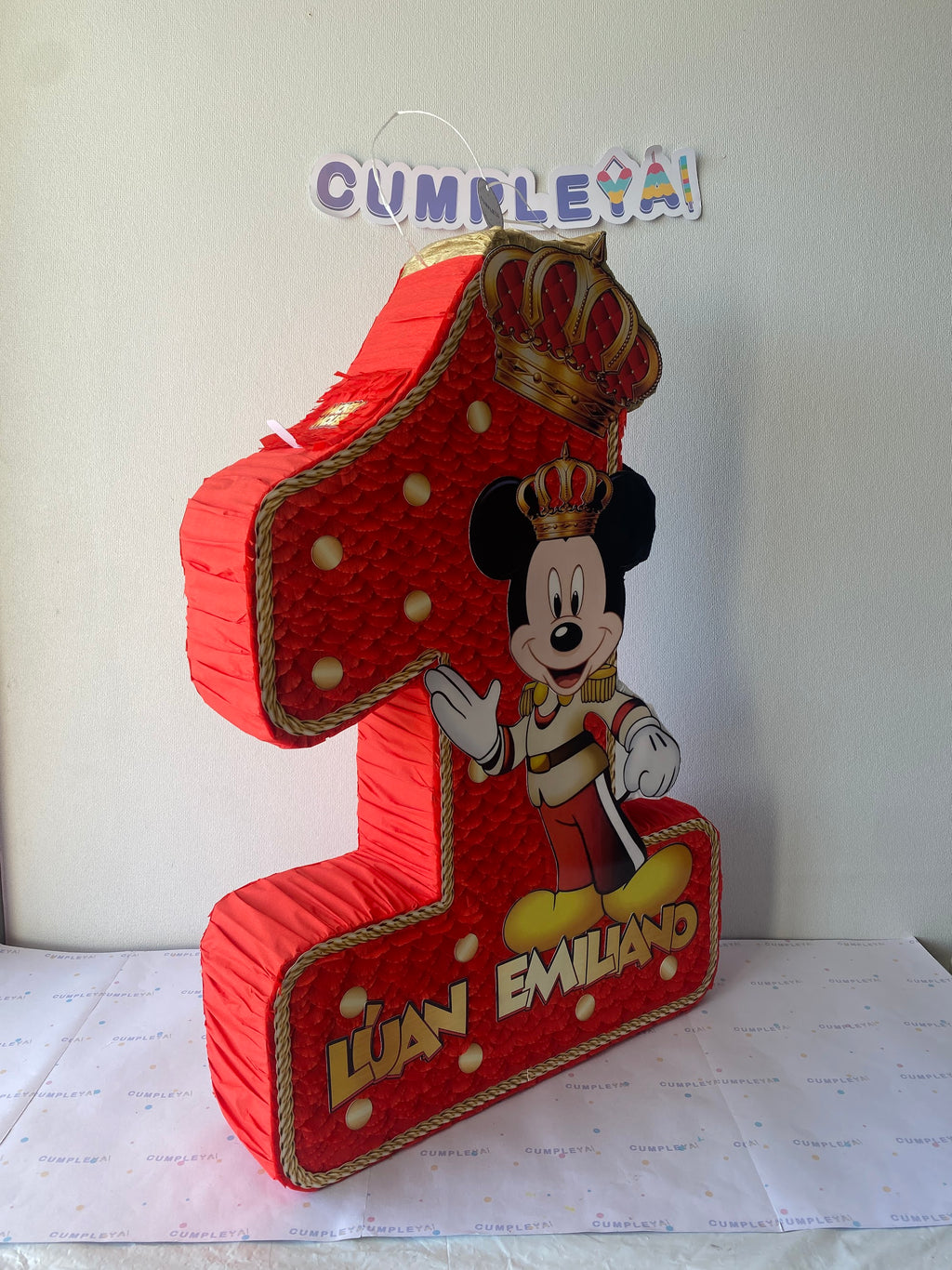 PIÑATA MICKEY REY ROJO NUMERO 1 60CM PREMIUM