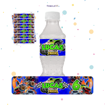 STICKER PARA BOTELLA 12 U MONSTER TRUCK