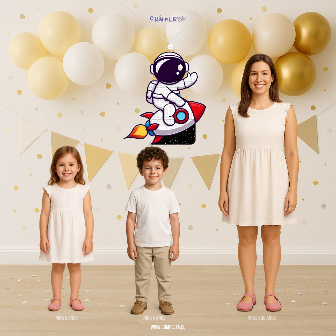 PIÑATA ASTRONAUTA CON COHETE 60CM PREMIUM