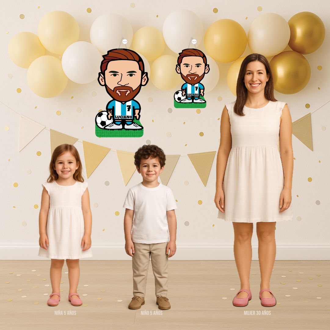 PIÑATA 40 CM MESSI CARICATURA CAMISA ARGENTINA