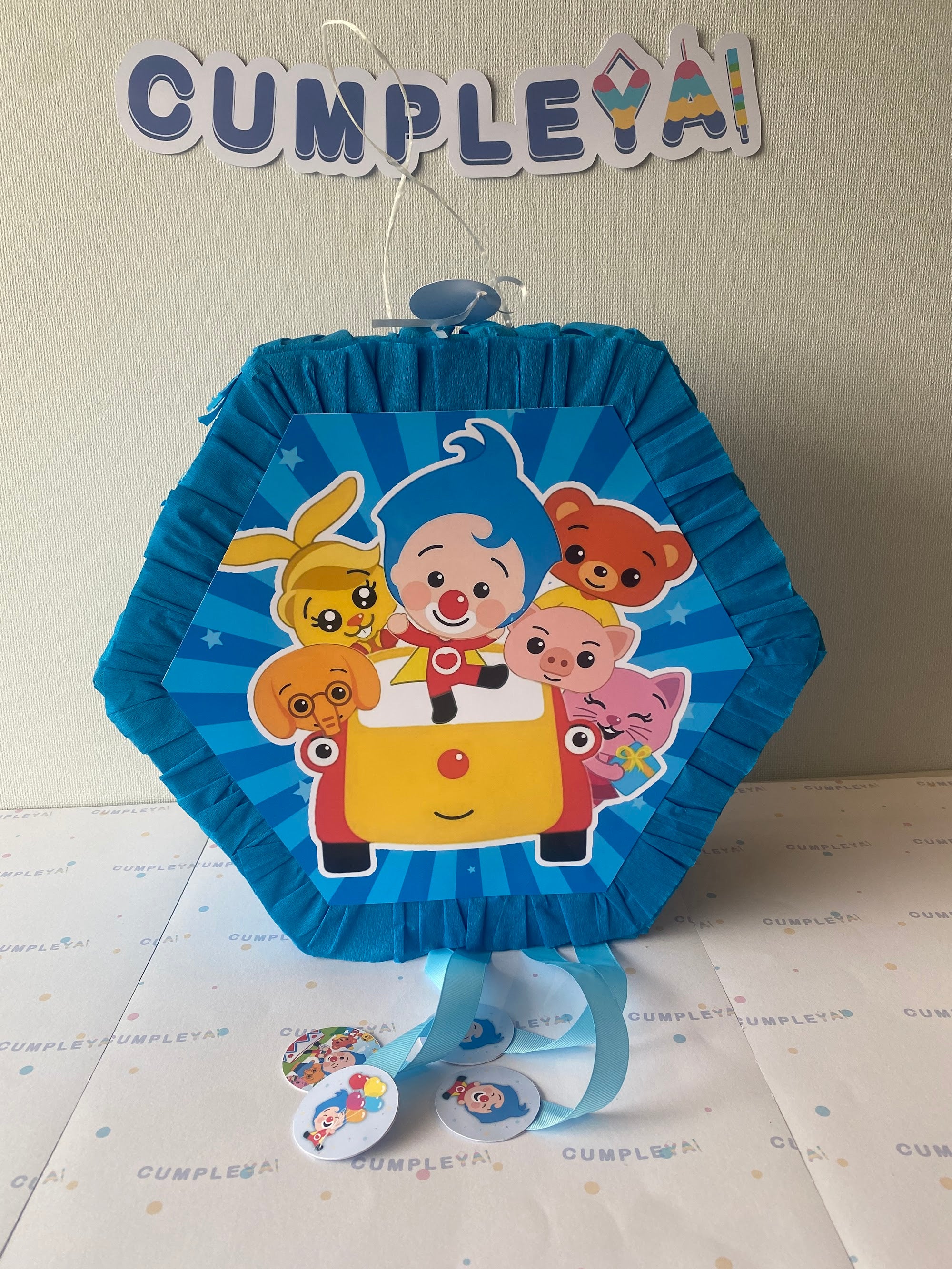 PIÑATA PLIM PLIM HEXAGONAL EXPRÉS 40CM