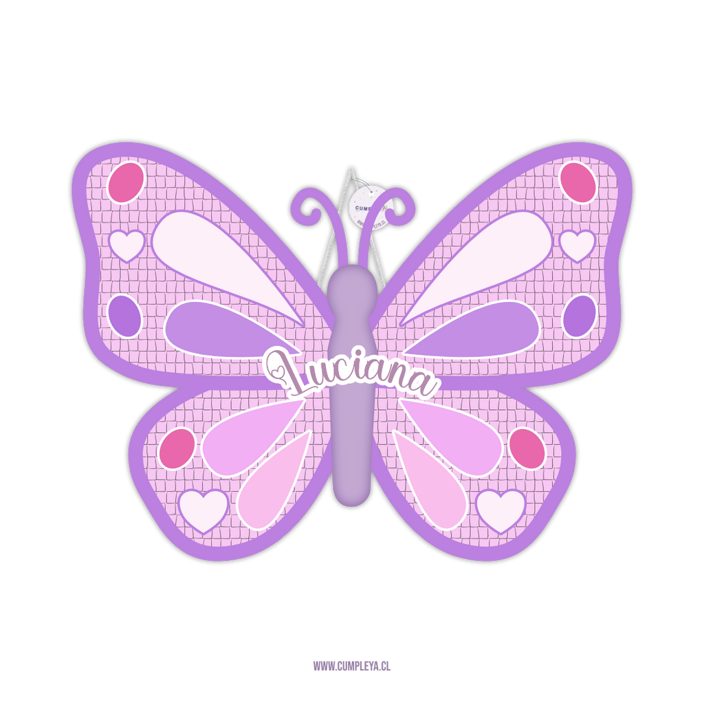 PIÑATA MARIPOSA MORADA ROSADA Y BLANCO 60CM PREMIUM
