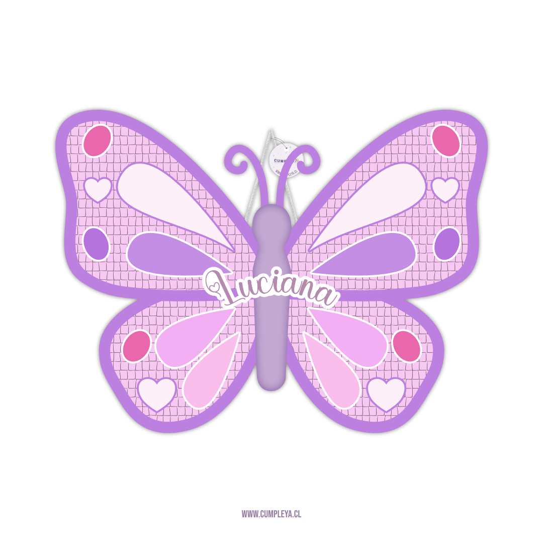 PIÑATA MARIPOSA MORADA ROSADA Y BLANCO 60CM PREMIUM