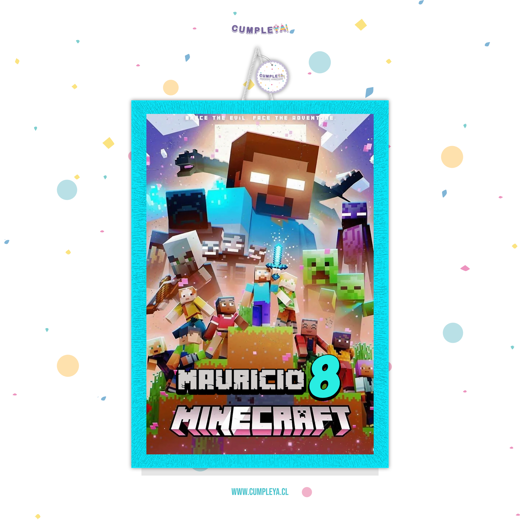 PIÑATA 40 CM RECTANGULAR MINECRAFT