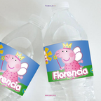 STICKER PARA BOTELLA 12 U PEPPA PIG HADA