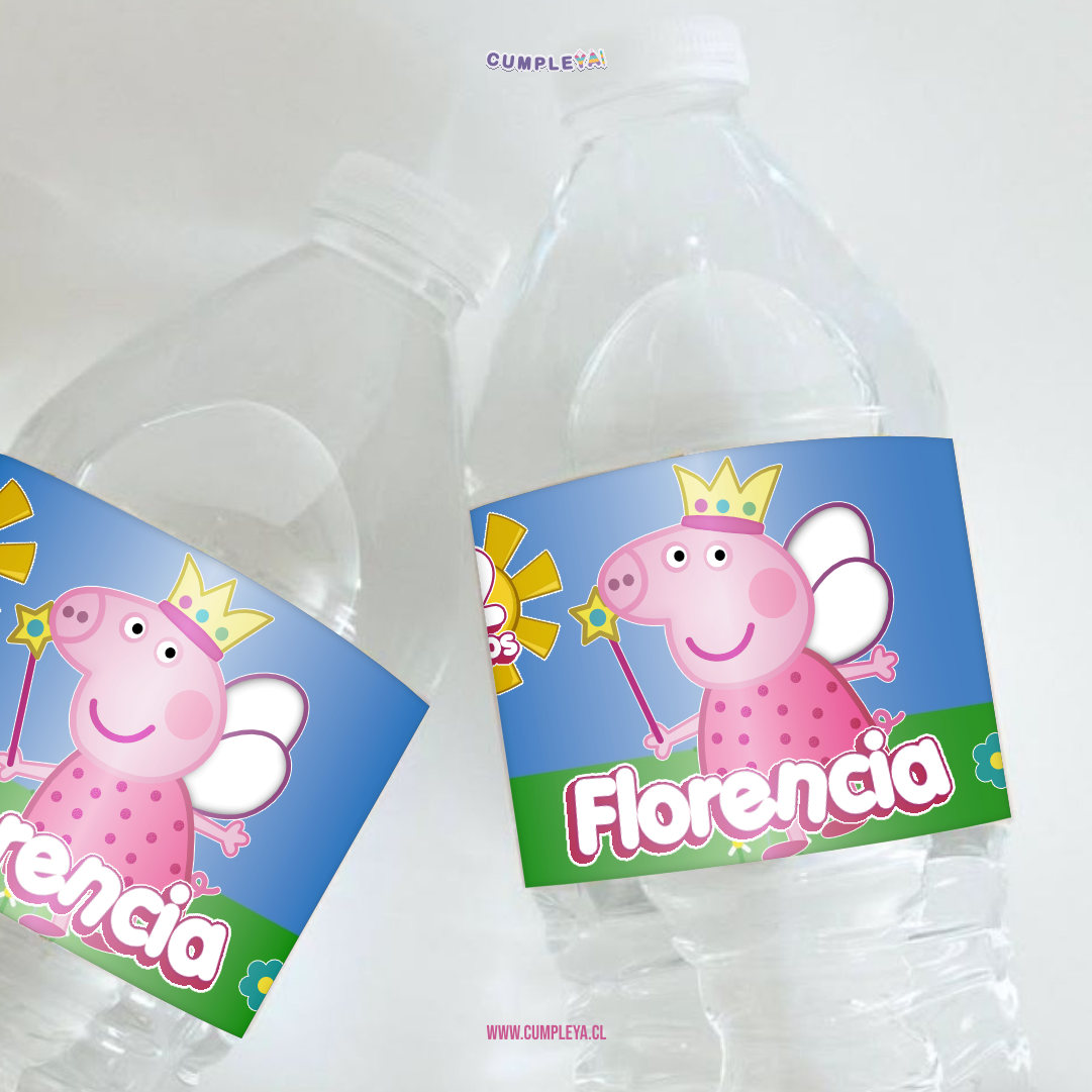 STICKER PEPPA PIG HADA PARA BOTELLA 250ML 18X3, 5CM SET 12U TEMÁTICO