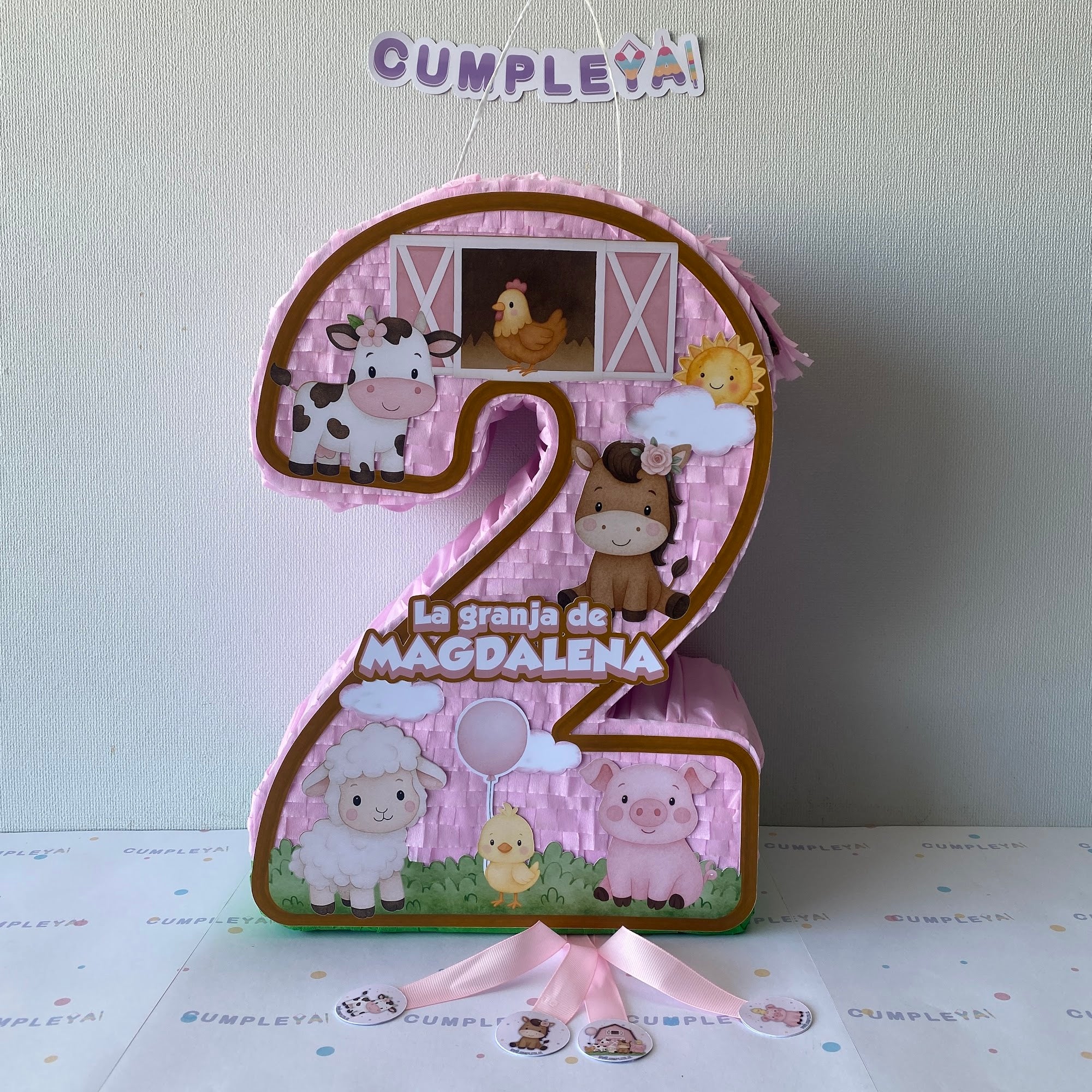 PIÑATA NUMERO 2 ANIMALITOS DE LA GRANJA 40CM PREMIUM