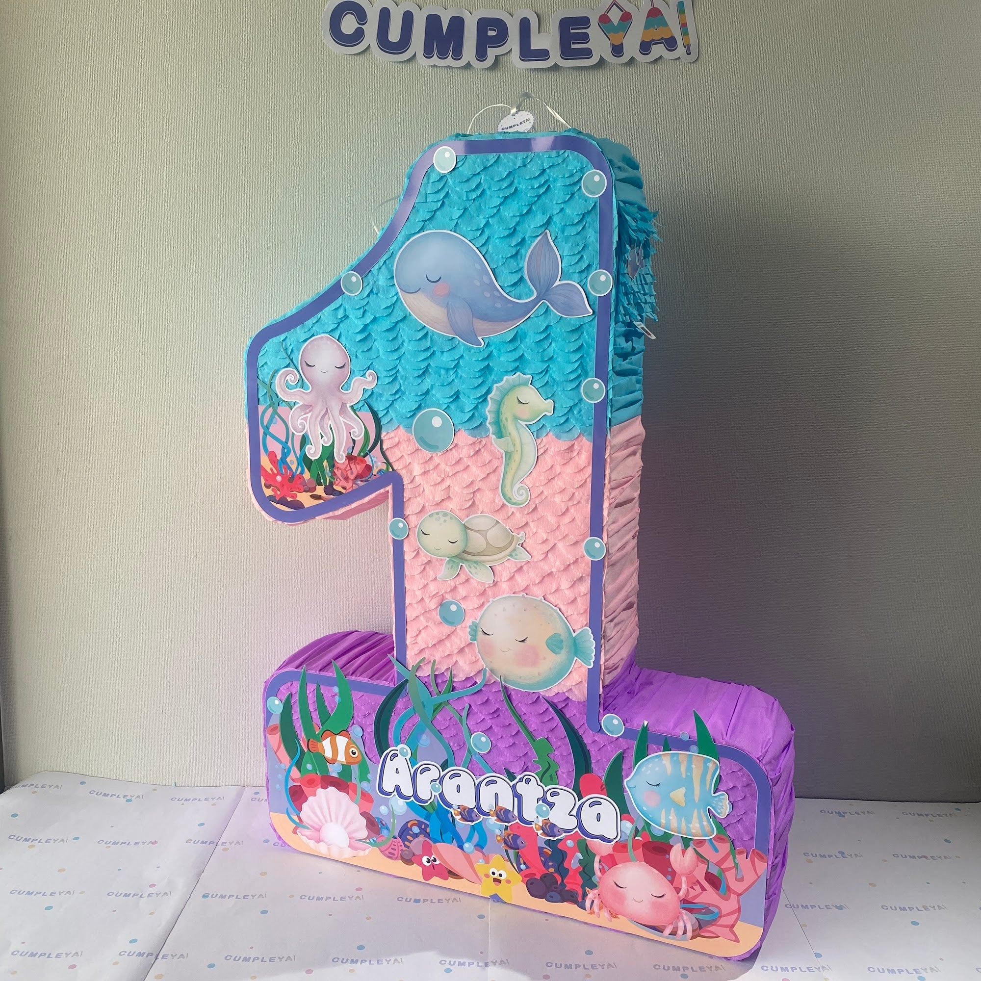 PIÑATA NUMERO 1 ANIMALITOS DE MAR NIÑA 60CM PREMIUM