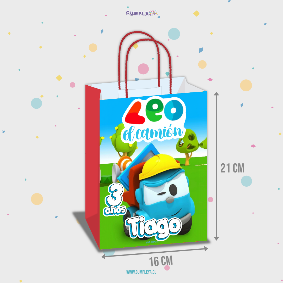 BOLSA SORPRESA LEO DE CAMION PERSONALIZADO 16X21X8CM