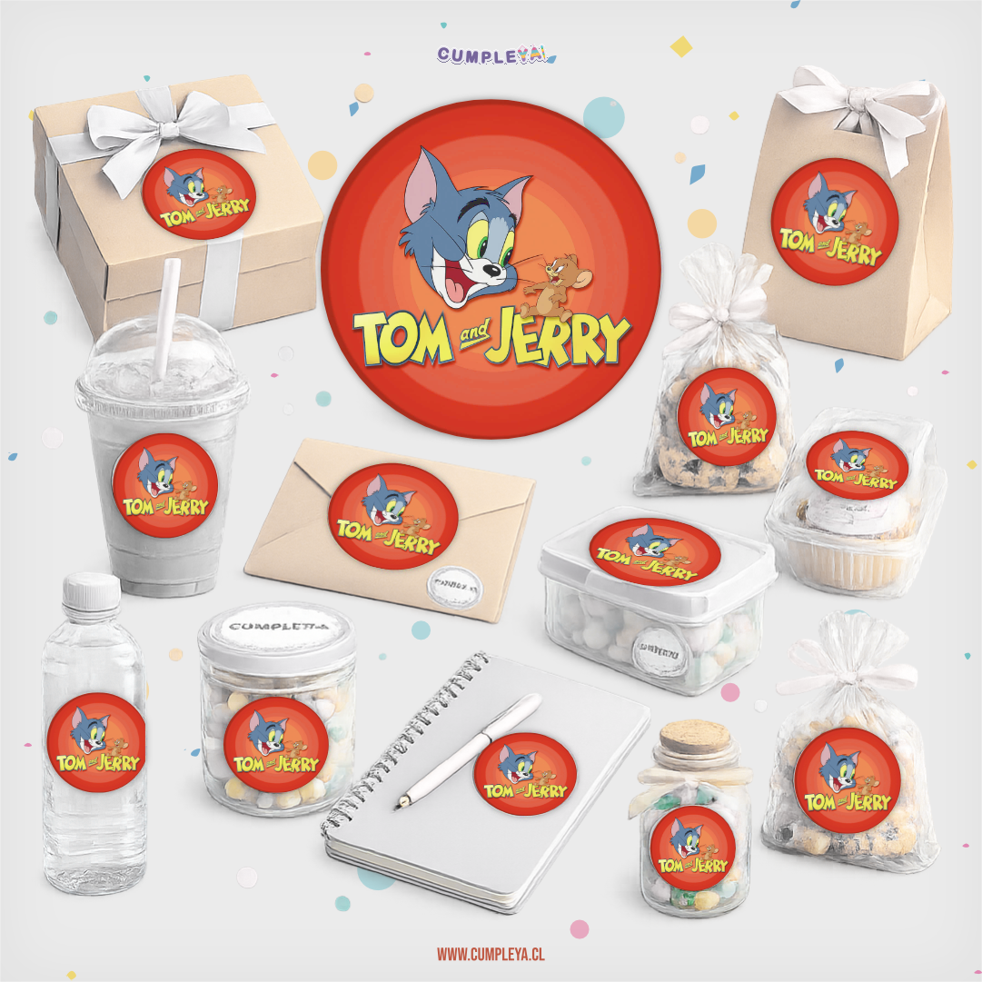 30 STICKER CIRCULARES 5 X 5 CM TOM Y JERRY