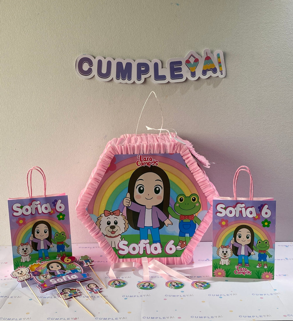 PIÑATA LARA CAMPOS ANIMADO HEXAGONAL EXPRÉS 40CM