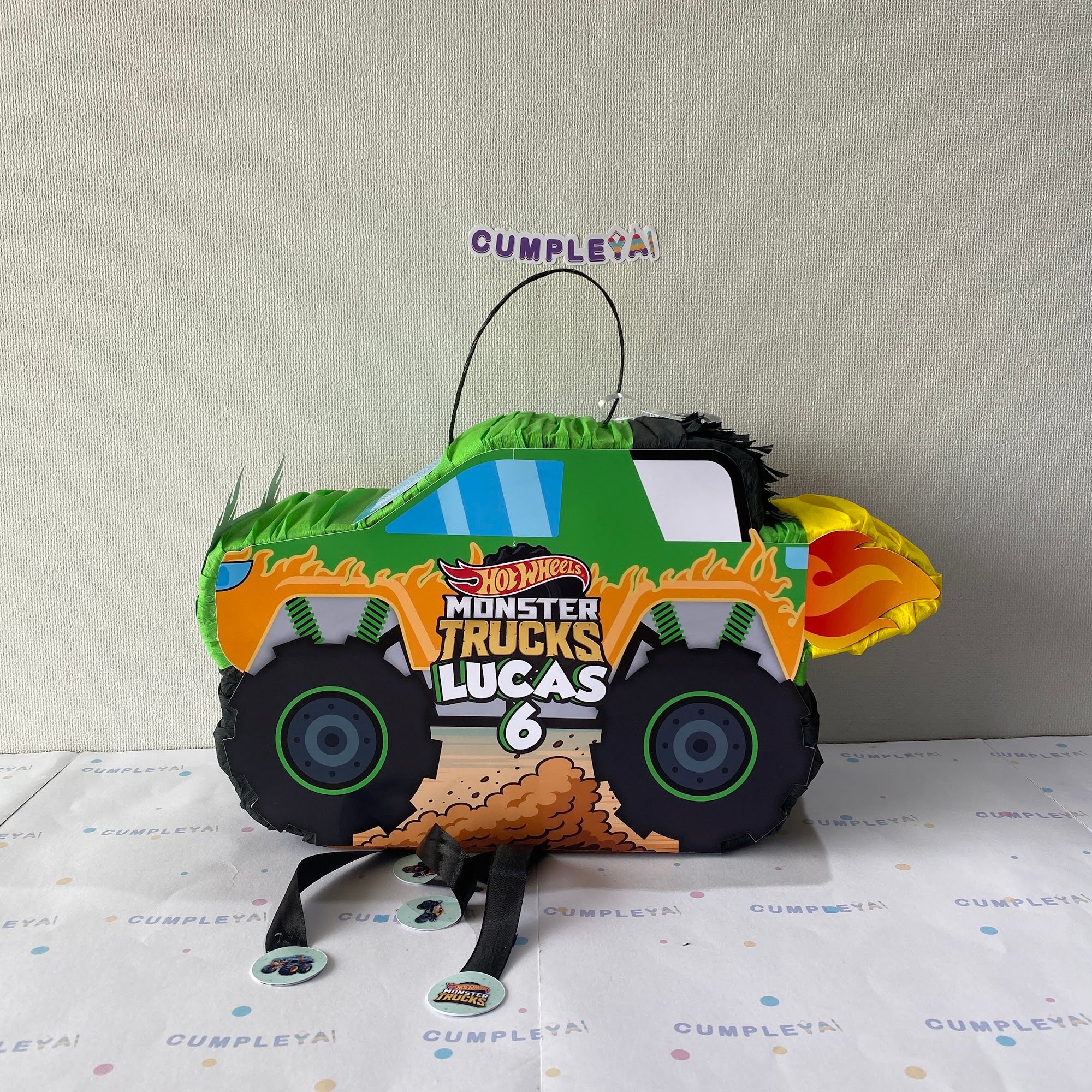 PIÑATA 40 CM MONSTER TRUCK VERDE