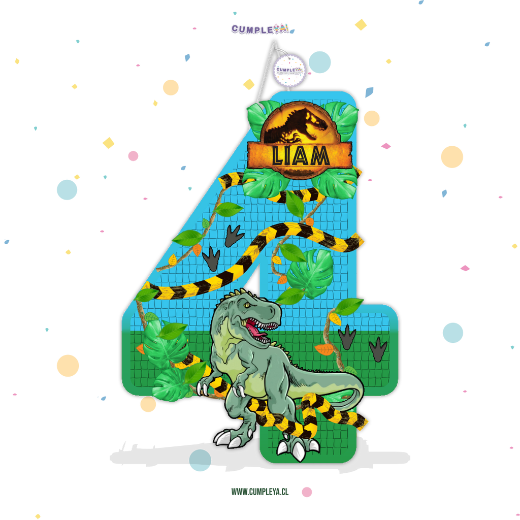 PIÑATA NUMERO 4 TINAROSAURO REX 60CM PREMIUM