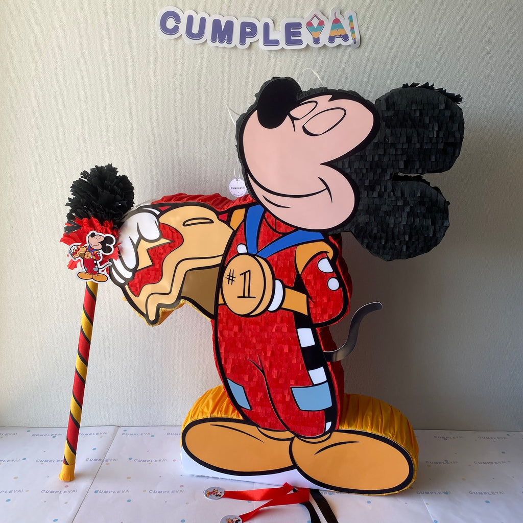PIÑATA MICKEY AUTO DE CARRERA 60CM PREMIUM
