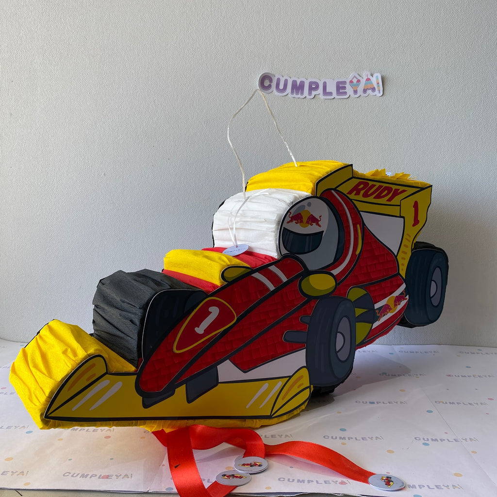 PIÑATA AUTO FORMULA 1 REDBULL 60CM PREMIUM