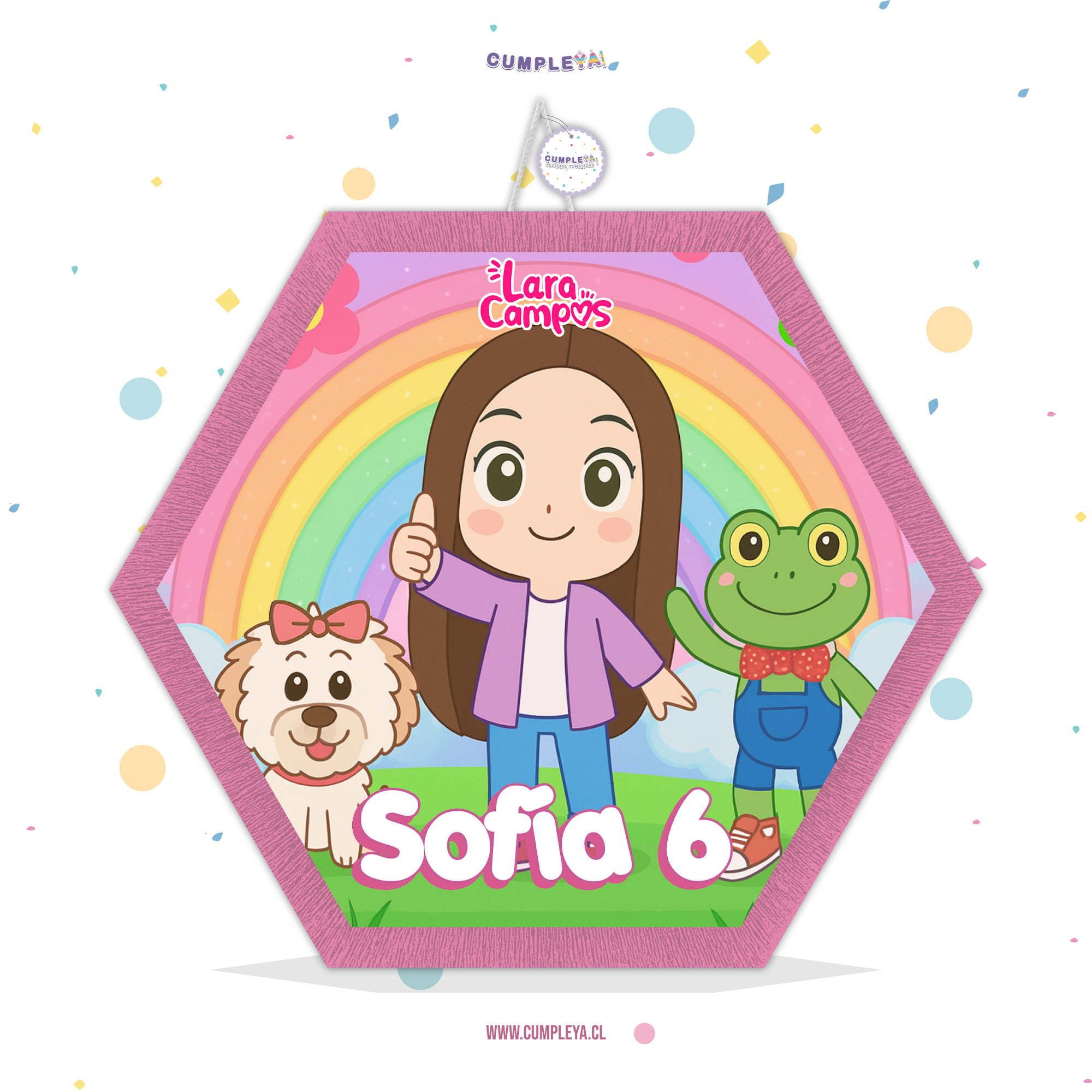 PIÑATA LARA CAMPOS ANIMADO HEXAGONAL EXPRÉS 40CM