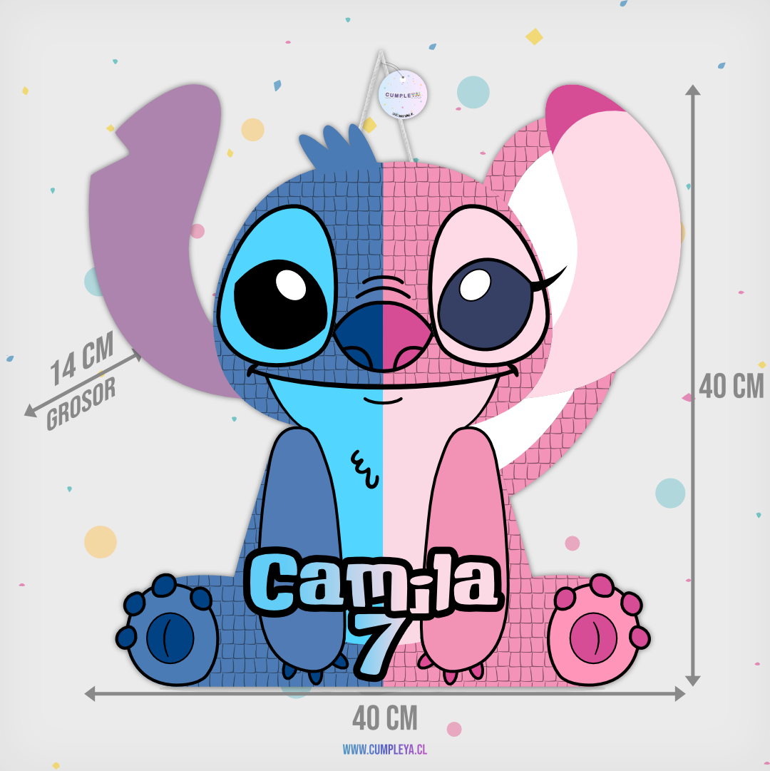 PIÑATA STITCH Y ÁNGELA 40CM PREMIUM