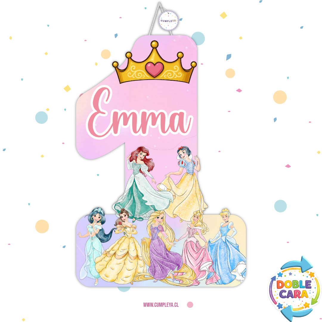 PIÑATA 60 CM NUMERO 1 DE PRINCESAS DE DISNEY