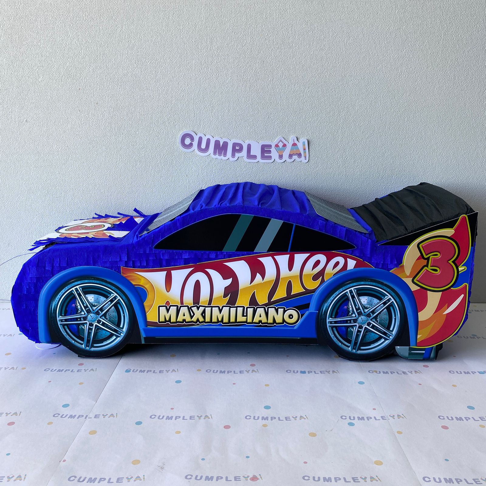 PIÑATA AUTO AZUL HOT WHEELS 60CM PREMIUM
