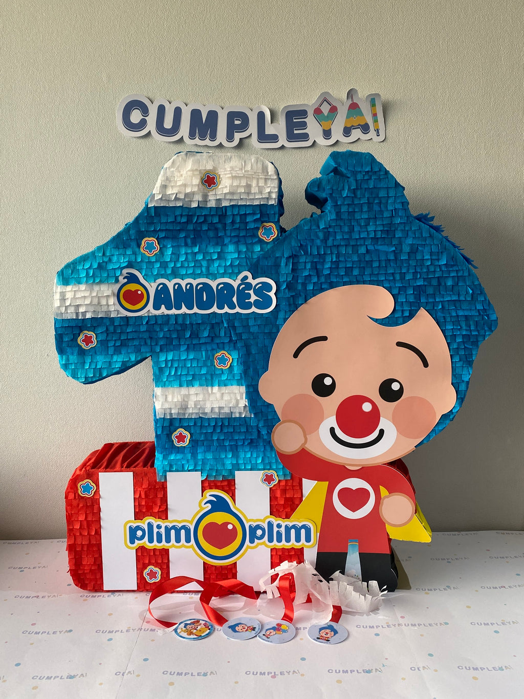 PIÑATA PLIM PLIM CON NUMERO 1 60CM PREMIUM