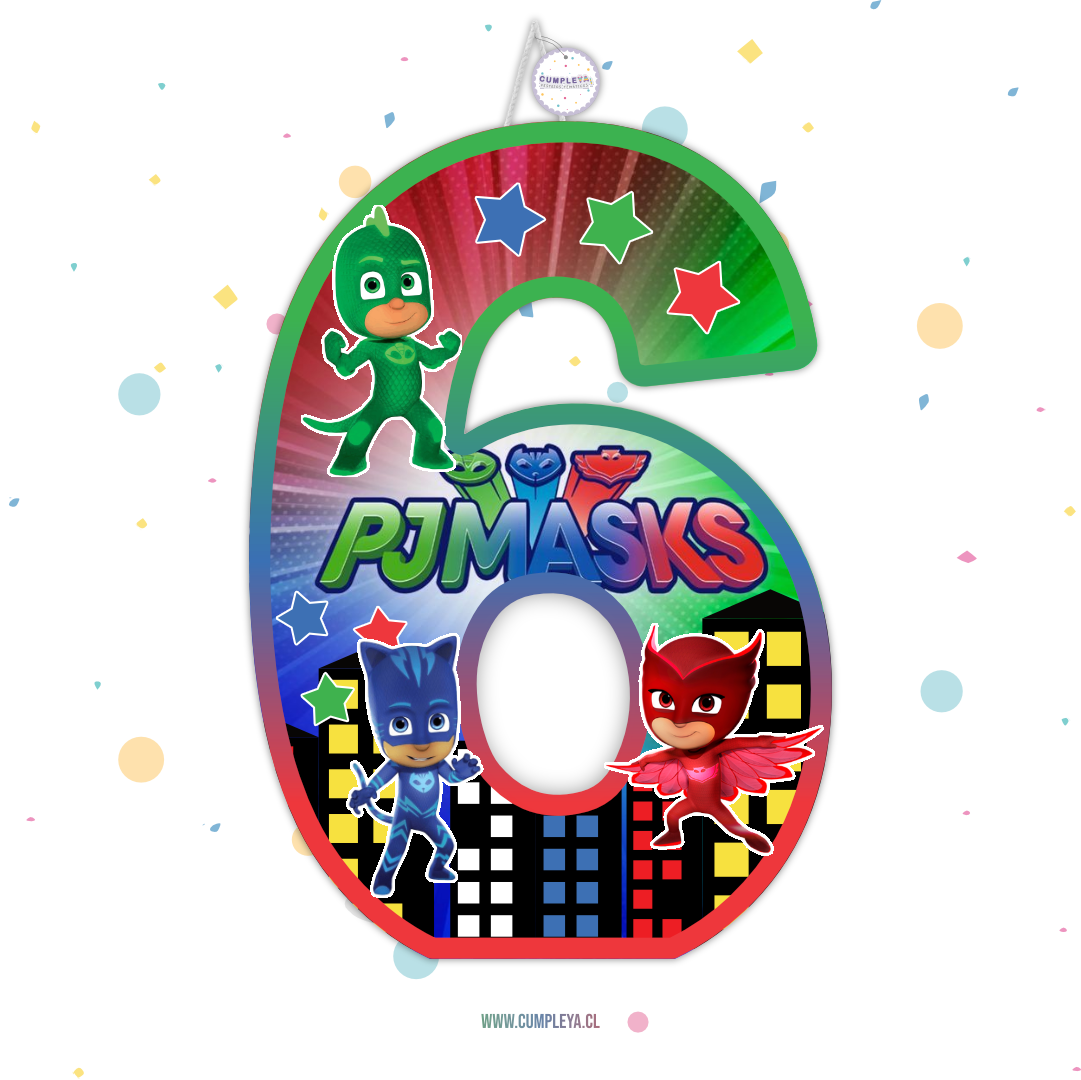 PIÑATA 40 CM NUMERO 6 PJMASKS