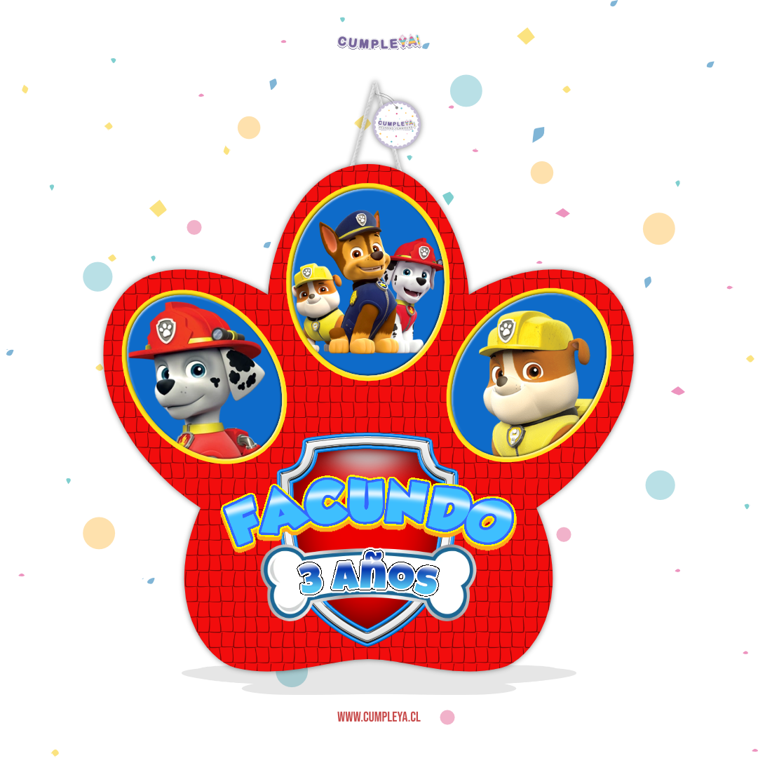 PIÑATA HUELLA PAW PATROL 40CM PREMIUM