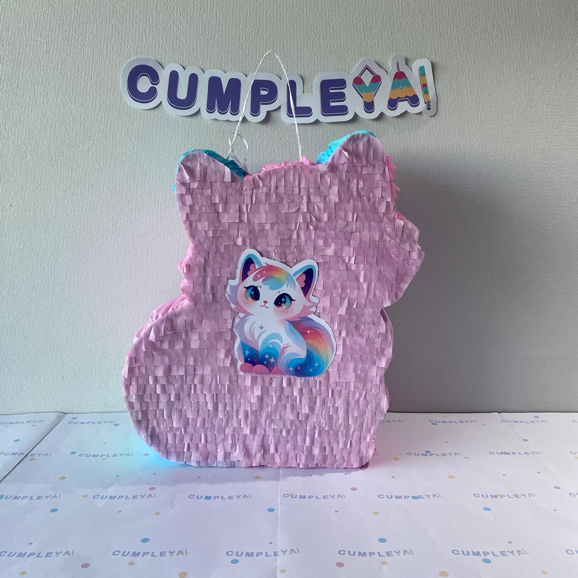 PIÑATA GATITO ARCOIRIS 40CM PREMIUM