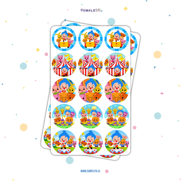 30 STICKER CIRCULARES 5 X 5 CM PLIM PLIM