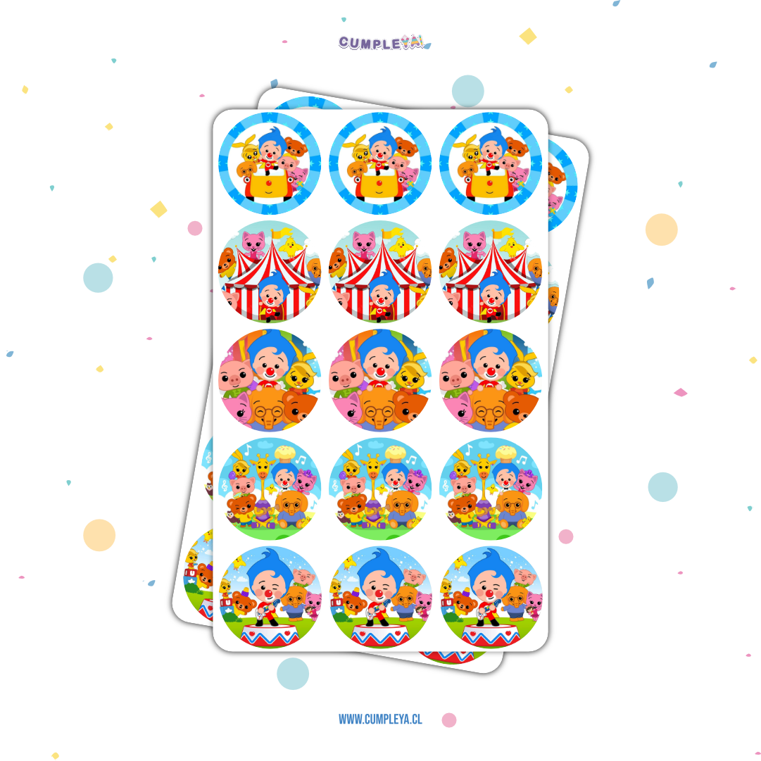 30 STICKER CIRCULARES 5 X 5 CM PLIM PLIM