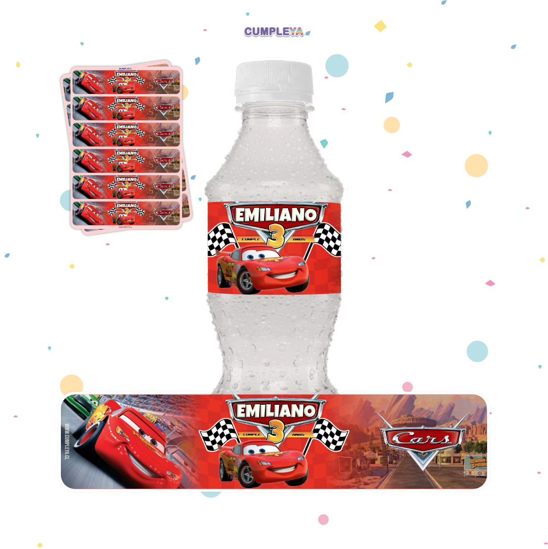 STICKER PARA BOTELLA 12 U CARS