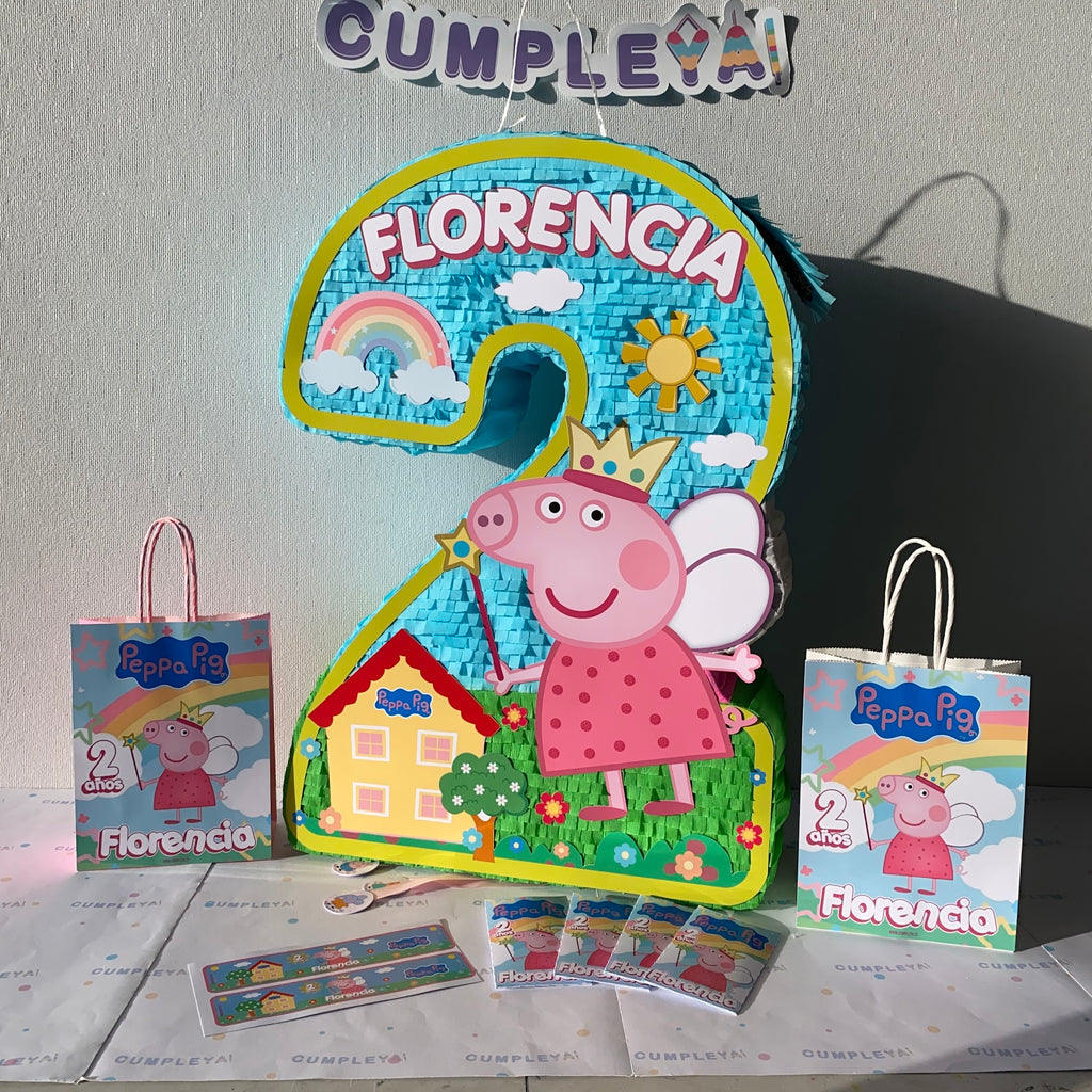 PIÑATA NUMERO 2 DE PEPPA PIG 60CM PREMIUM
