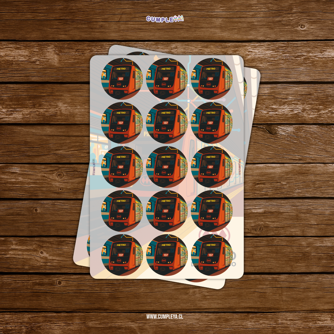 STICKER METRO CIRCULARES 5X5CM 30U TEMÁTICO