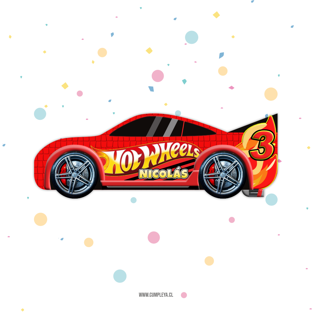 PIÑATA AUTO ROJO HOT WHEELS 60CM PREMIUM
