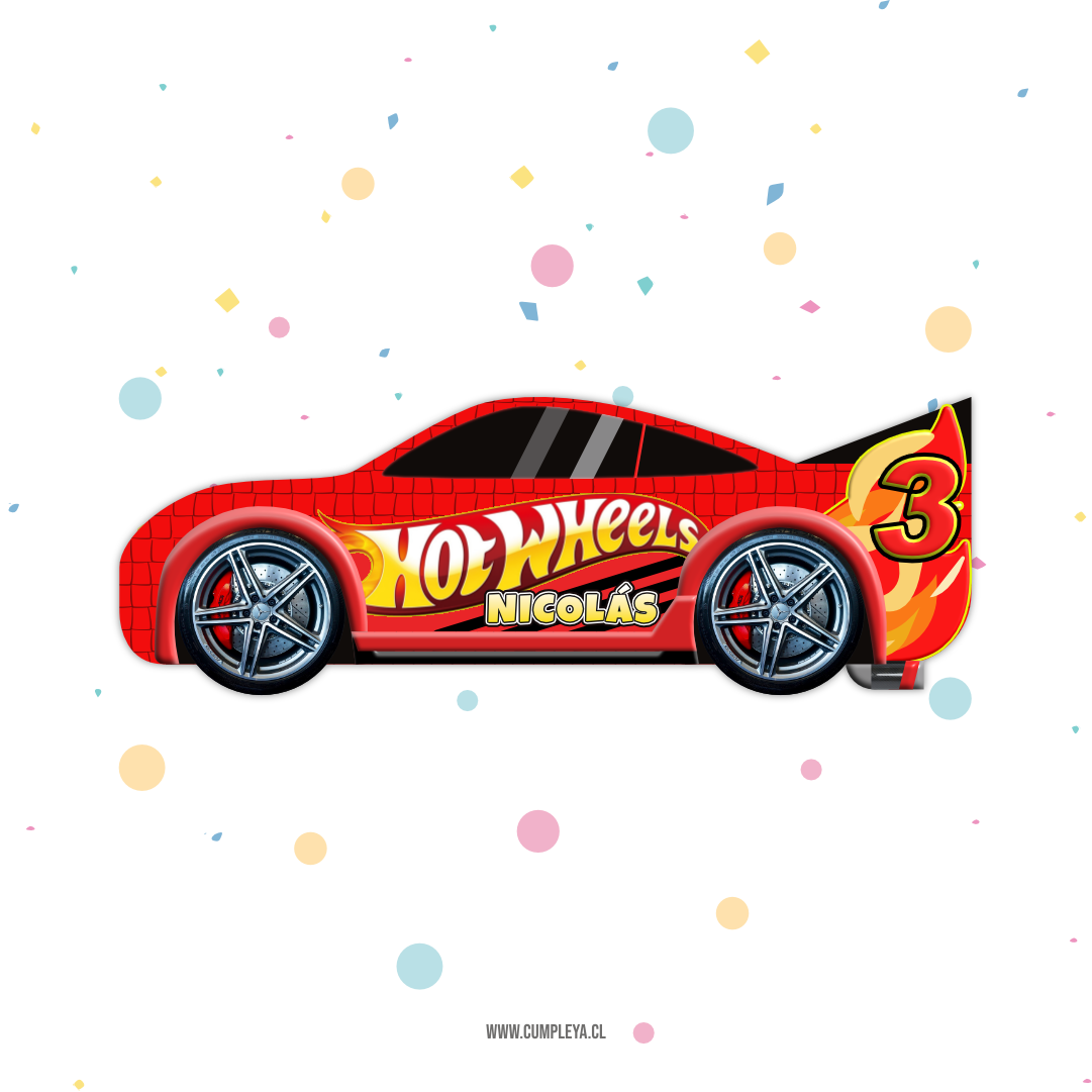 PIÑATA AUTO ROJO HOT WHEELS 60CM PREMIUM