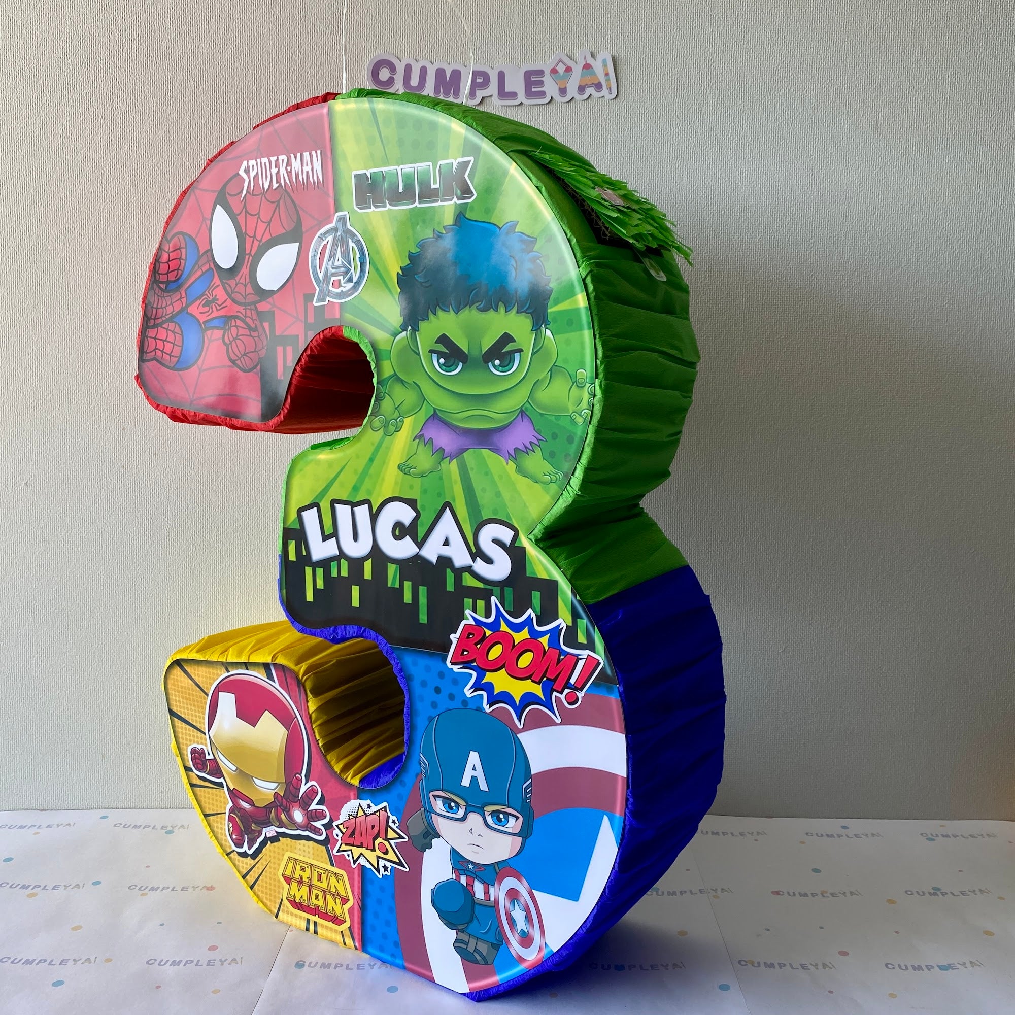 PIÑATA 60 CM XL NUMERO 3 LOS VENGADORES BEBES