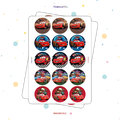 30 STICKER CIRCULARES 5 X 5 CM CARS
