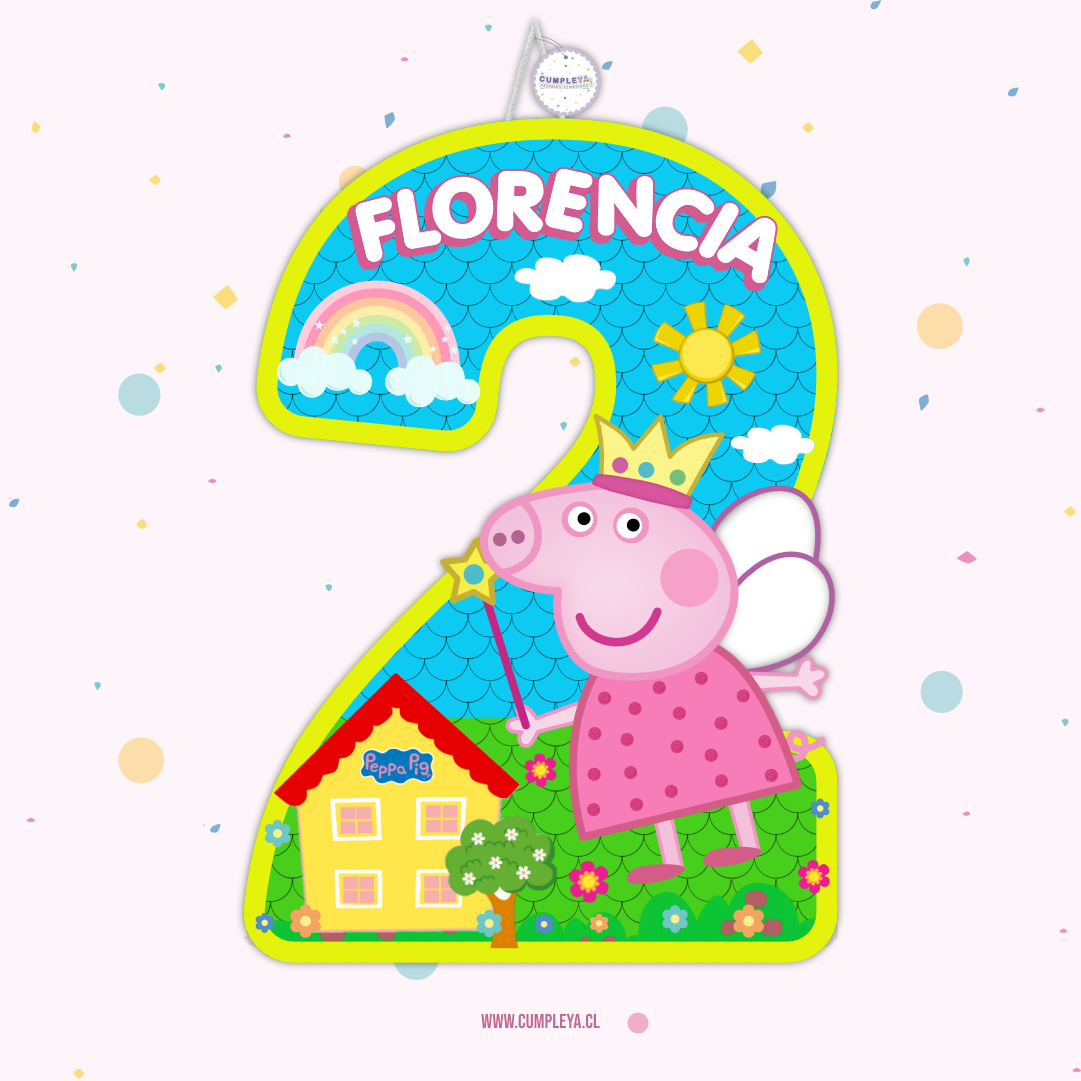 PIÑATA NUMERO 2 DE PEPPA PIG 60CM PREMIUM