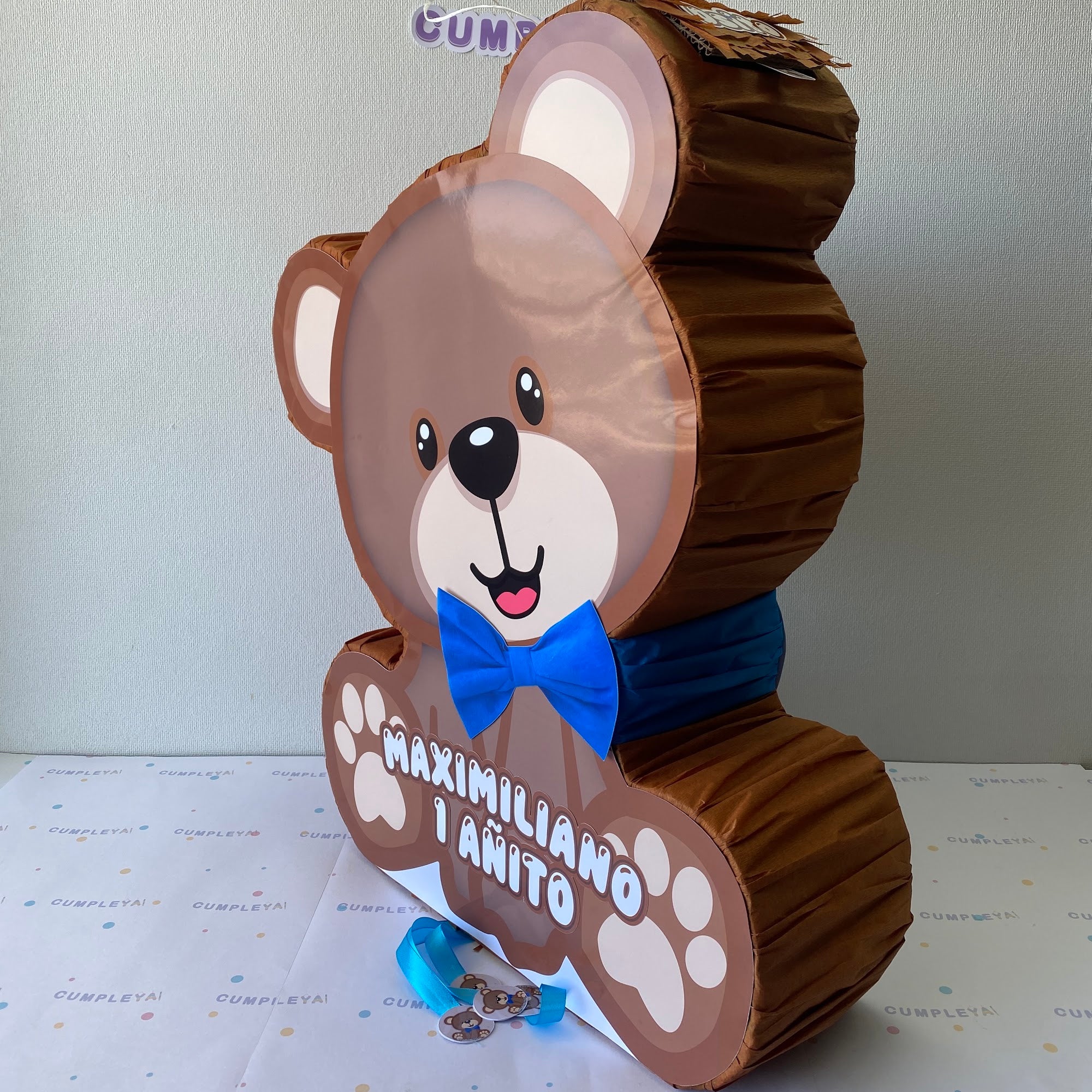 PIÑATA 60 CM XL OSO LAZO AZUL