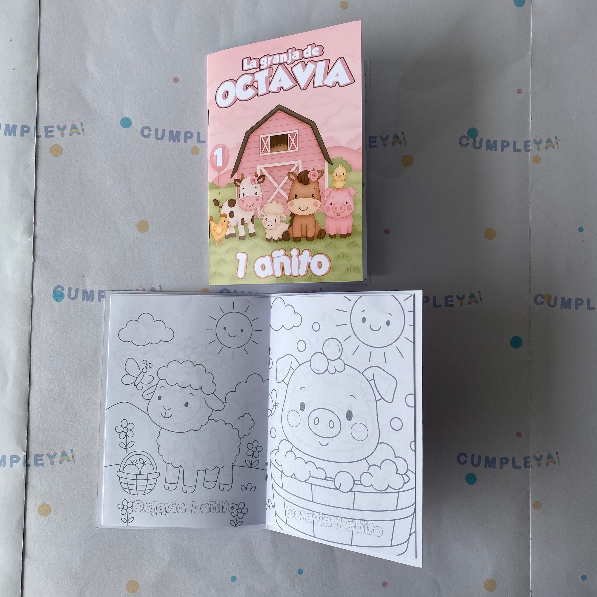 LIBRITO PARA COLOREAR ANIMALITOS DE LA GRANJA ROSADA 8 PAGINAS 11X15CM