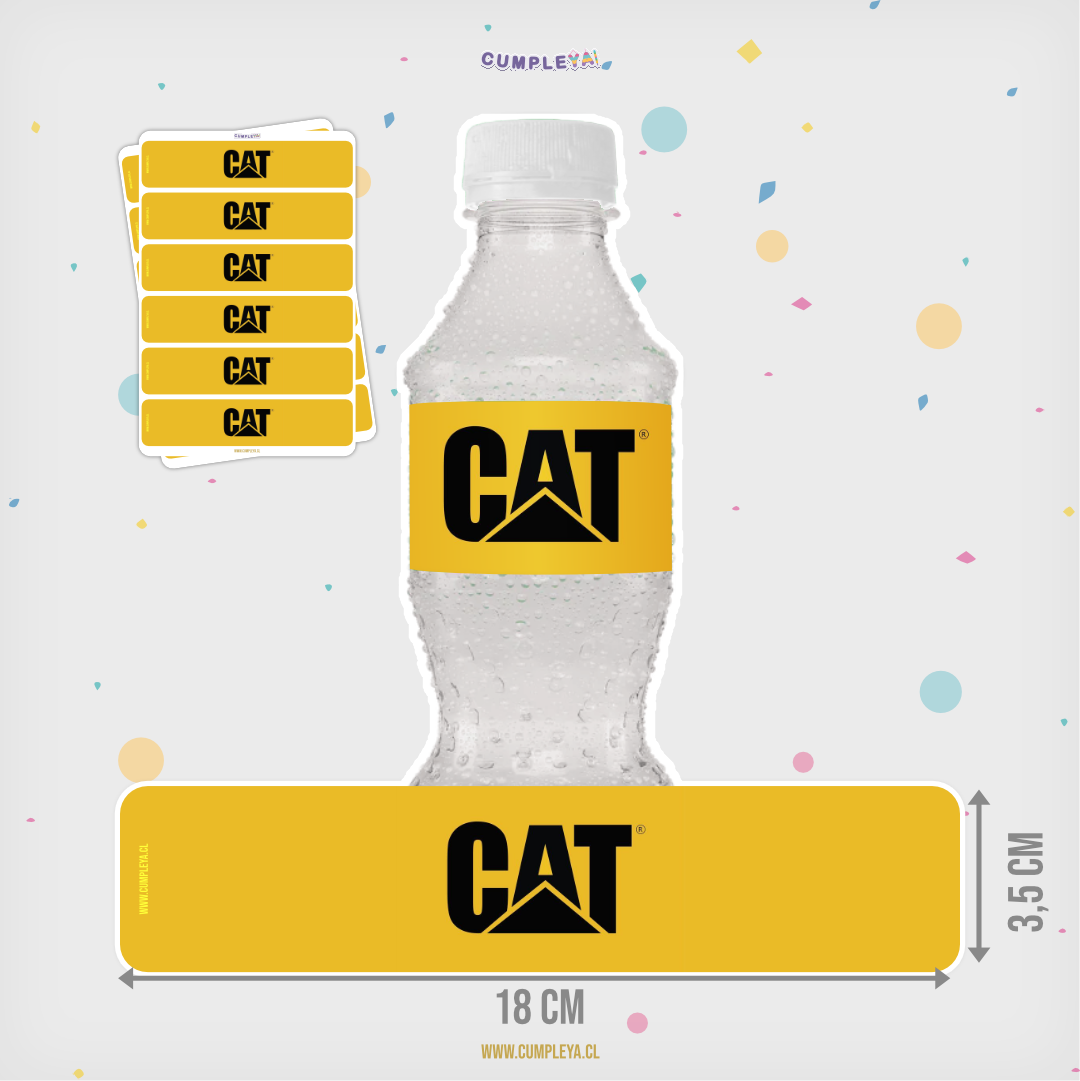STICKER CAT PARA BOTELLA 250ML 18X3, 5CM SET 12U TEMÁTICO