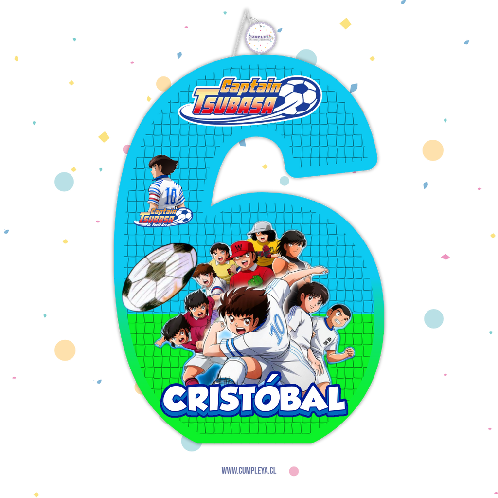 PIÑATA NUMERO 6 CAPITAN TSUBASA 40CM PREMIUM