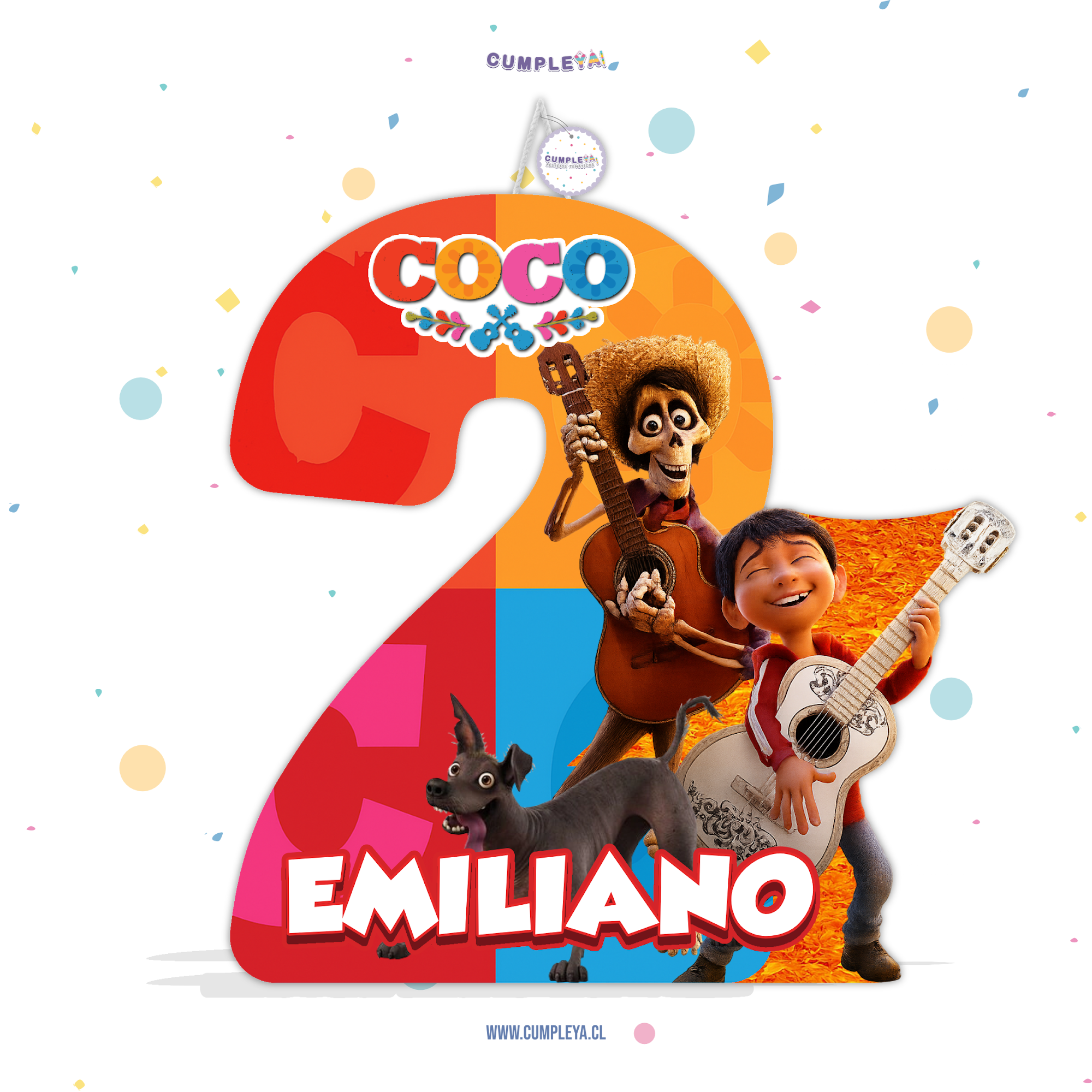 PIÑATA NUMERO 2 MIGUEL CON SU GUITARRA 40CM PREMIUM