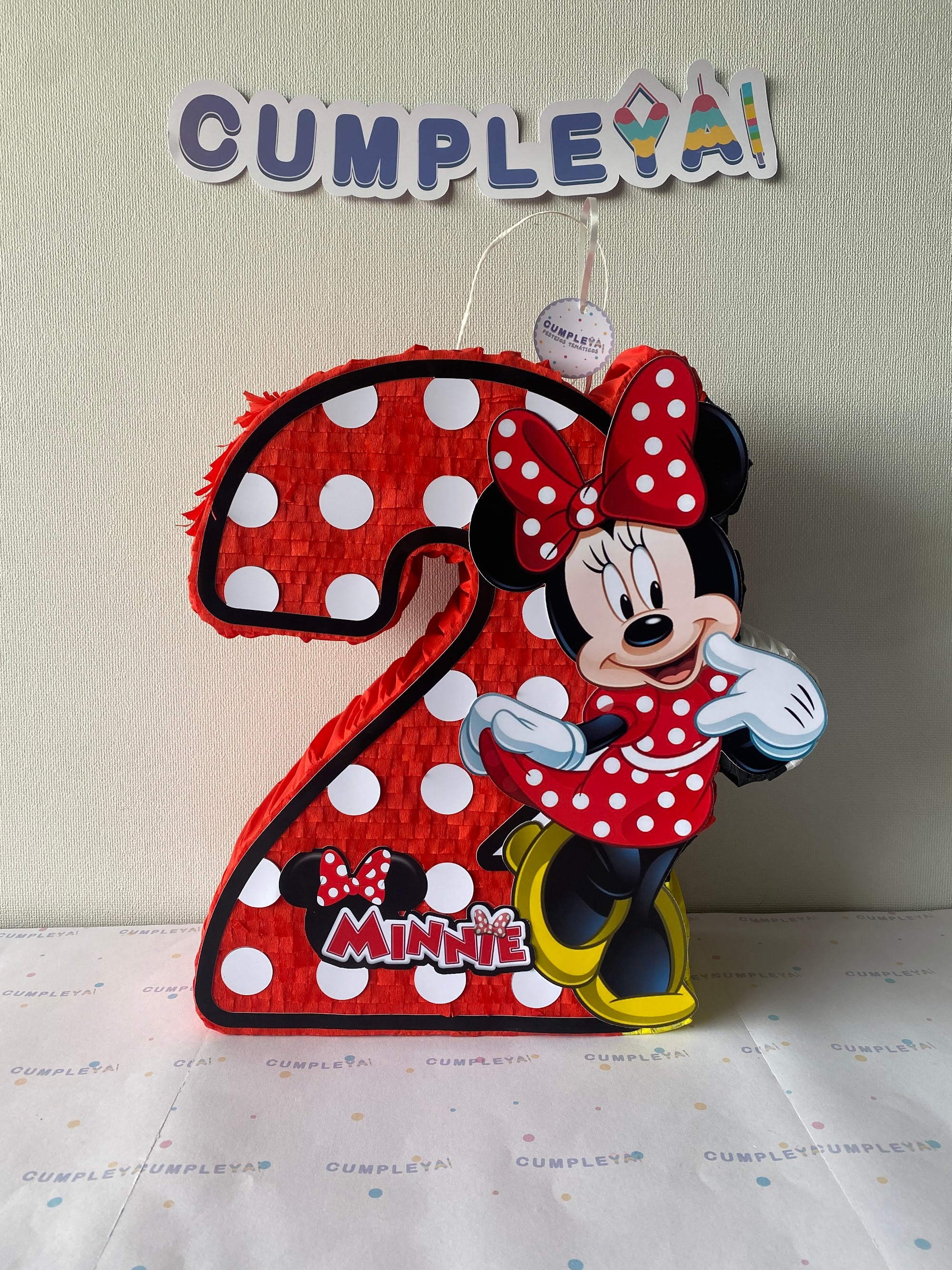 PIÑATA MINNIE ROJA NÚMERO 2 40CM PREMIUM