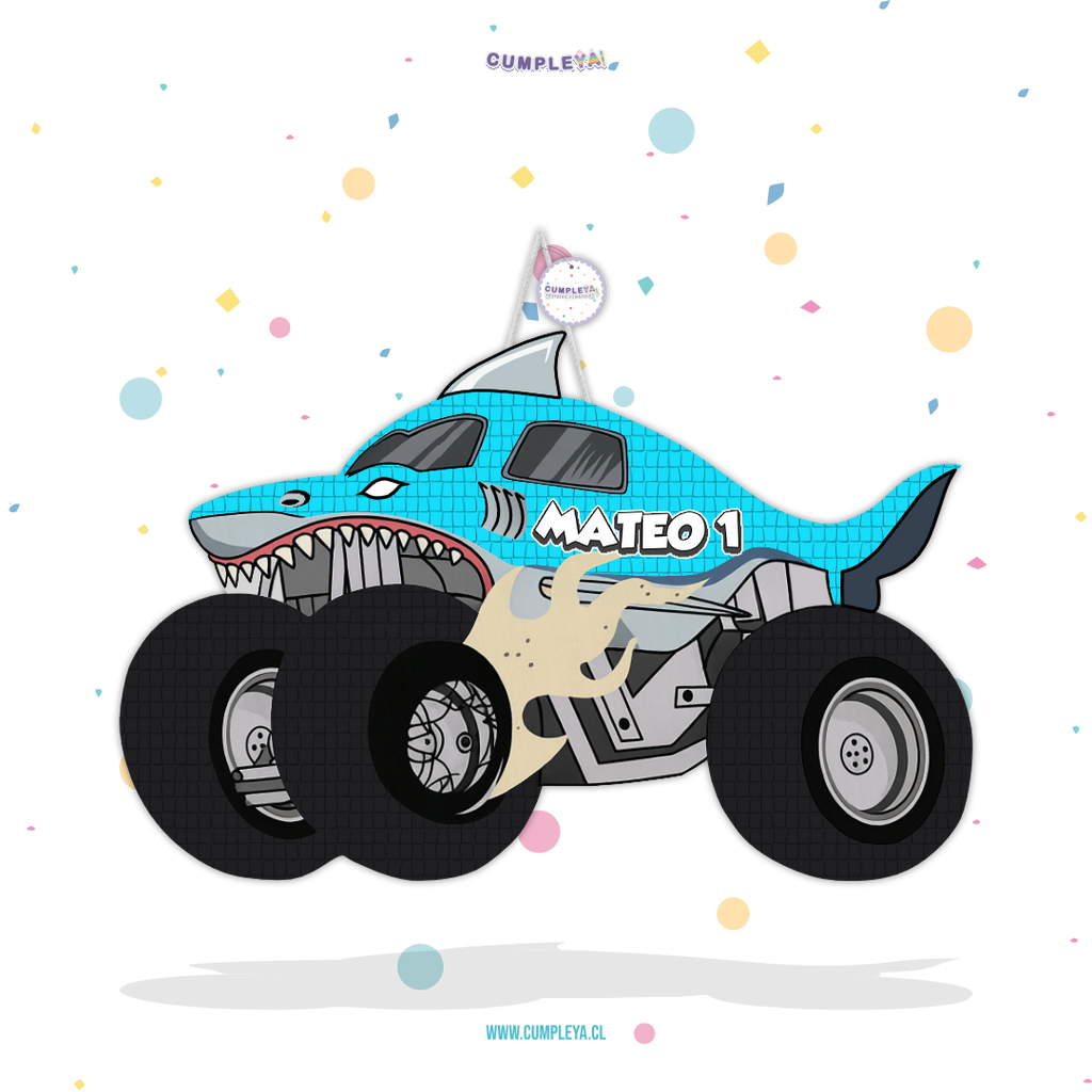 PIÑATA TIBURON AZUL MONSTER JAM 60CM PREMIUM