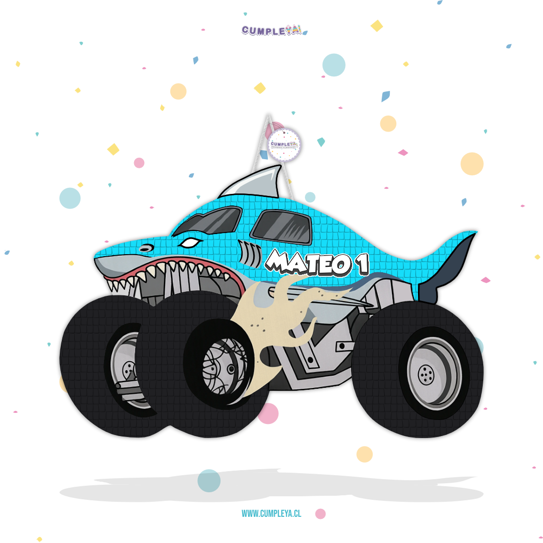 PIÑATA TIBURON AZUL MONSTER JAM 60CM PREMIUM