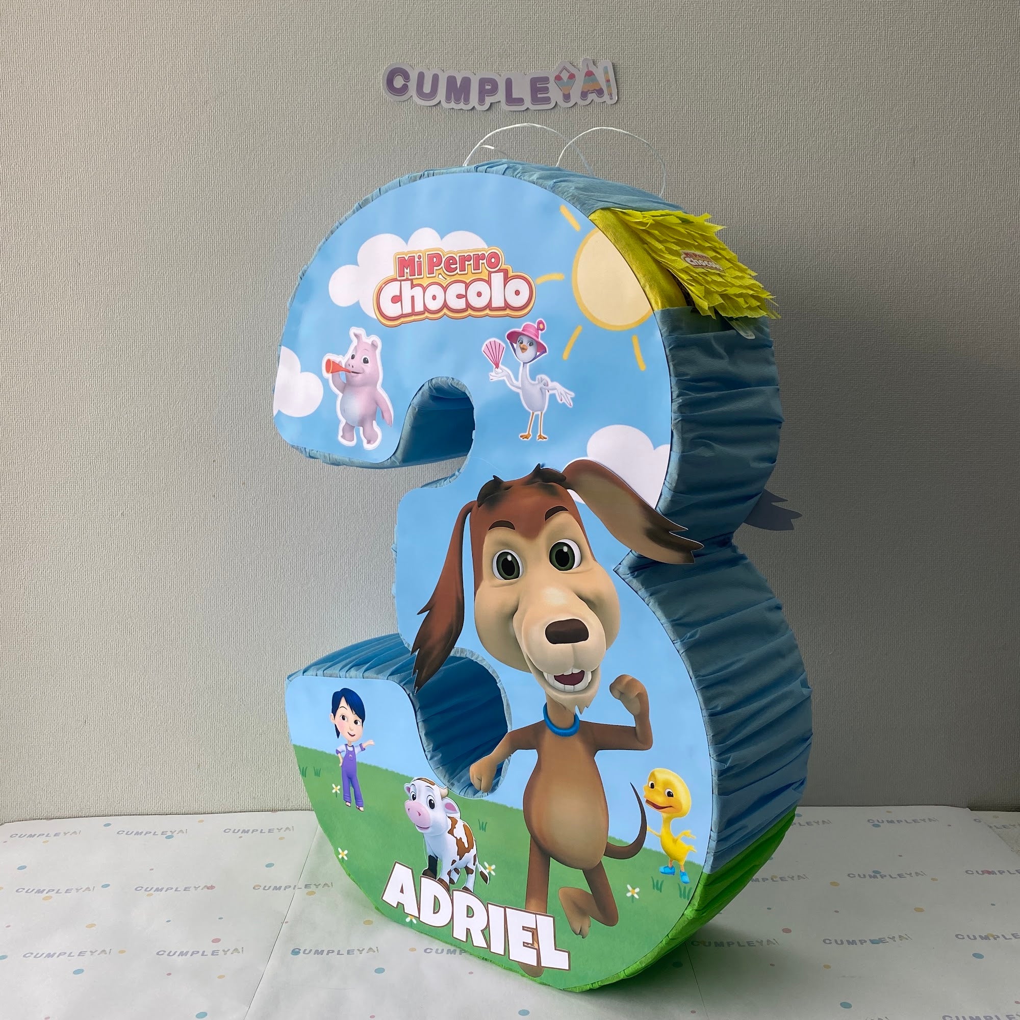 PIÑATA 60 CM XL NUMERO 3 PERRO CHOCOLO