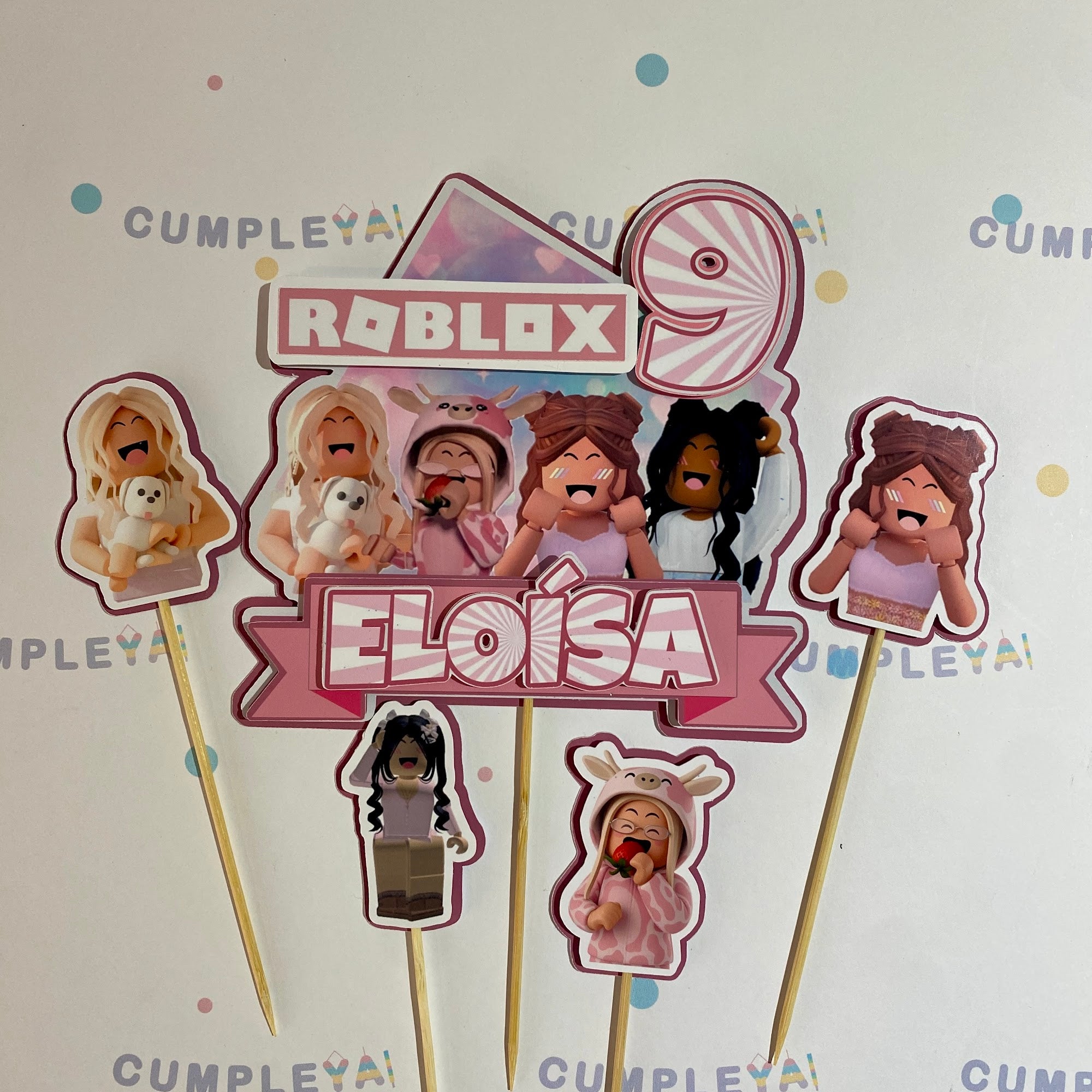 TOPPER ROBLOX NIÑA 15CM + 4U 6CM